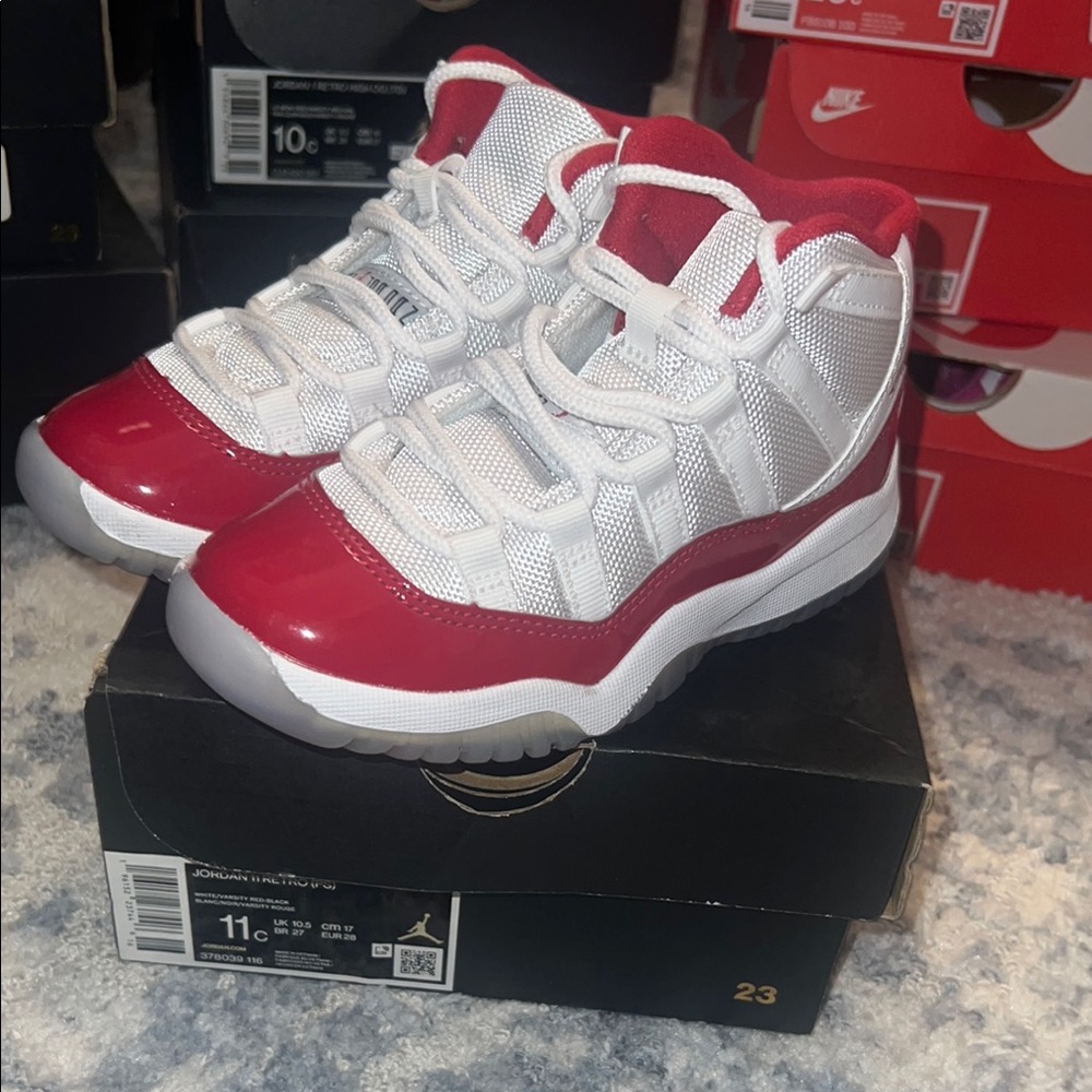 Nike Kids Red and White Sneakers